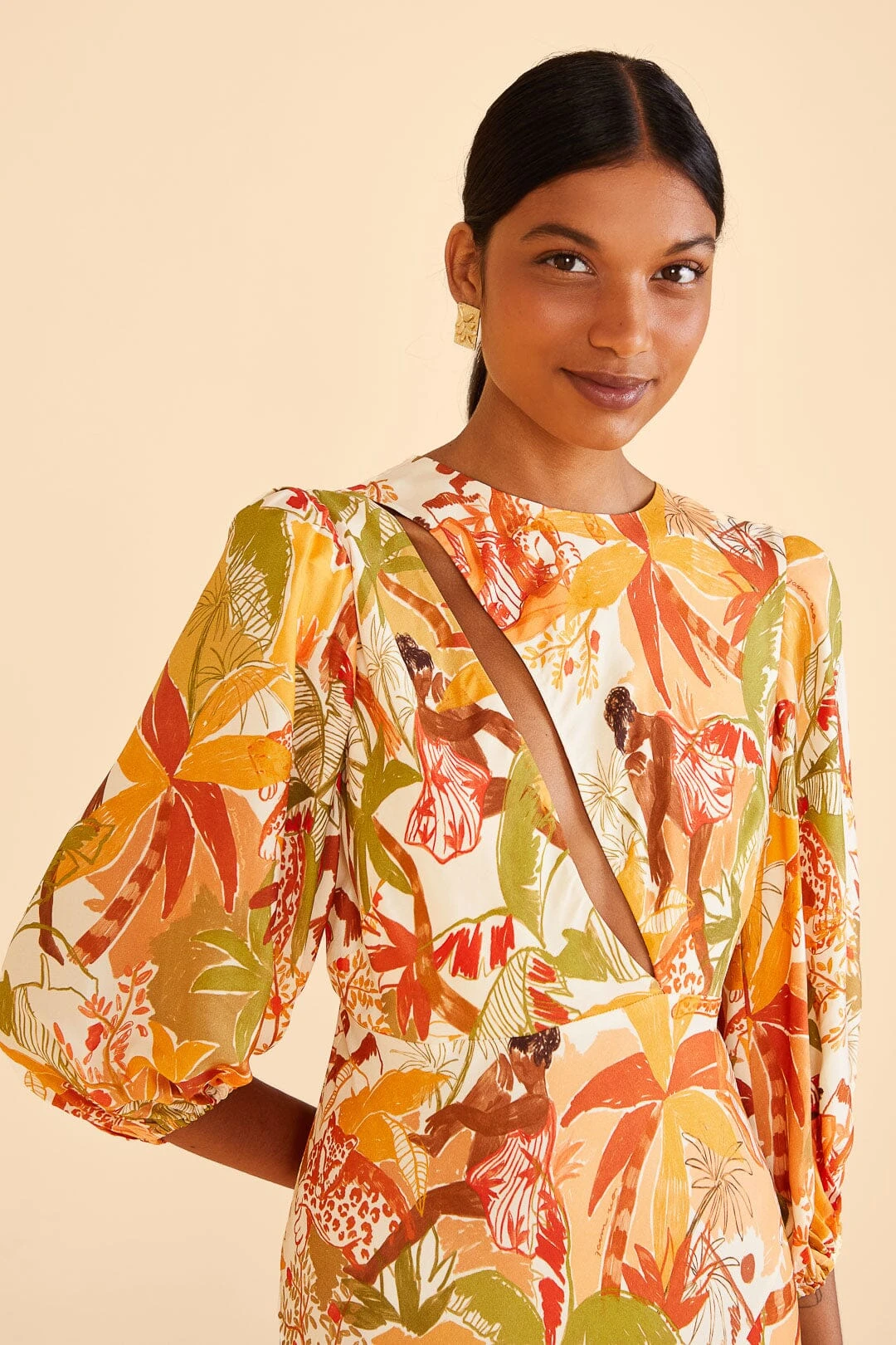 Farm Rio Sand Leopard Forest Midi Dress 5 Farm Rio Sand Leopard Forest Midi Dress - Image 3