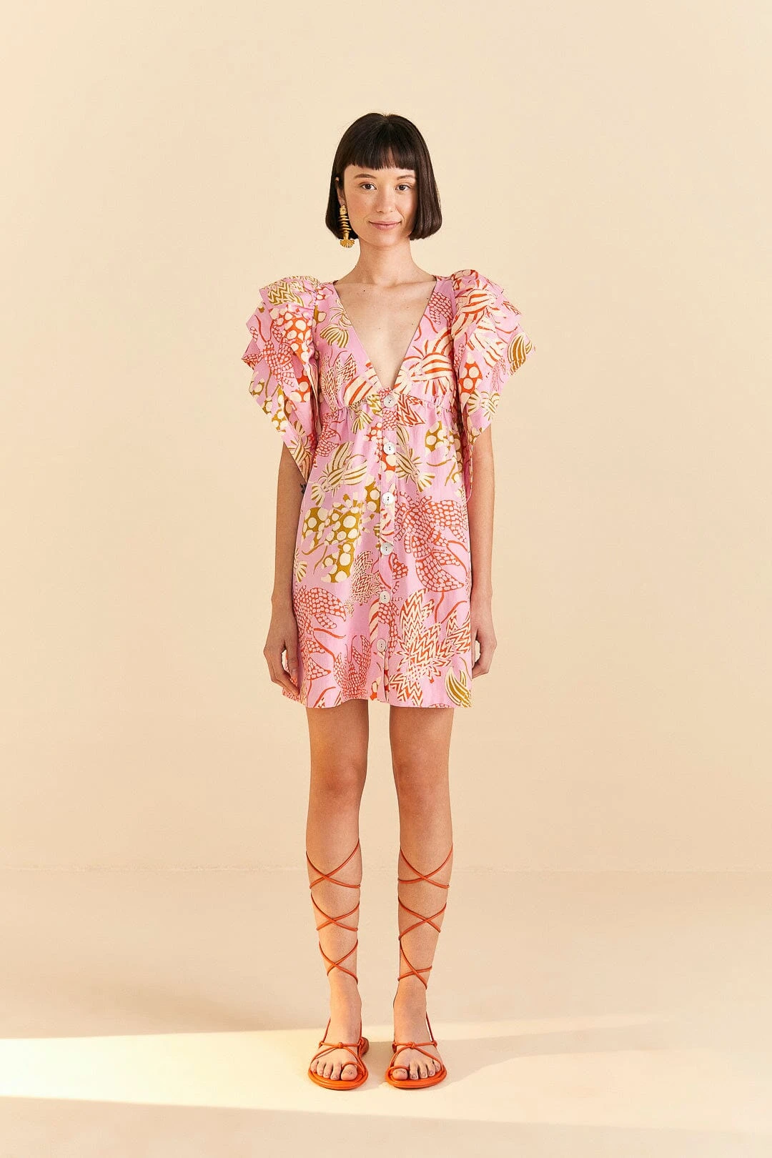 Farm Rio Pink Mixed Lobsters Organic Cotton Mini Dress 4 Farm Rio Pink Mixed Lobsters Organic Cotton Mini Dress - Image 2