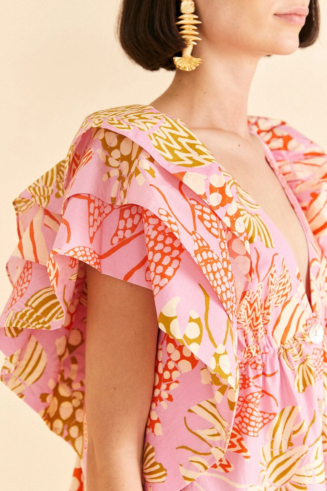 Farm Rio Pink Mixed Lobsters Organic Cotton Mini Dress 5 Farm Rio Pink Mixed Lobsters Organic Cotton Mini Dress - Image 3