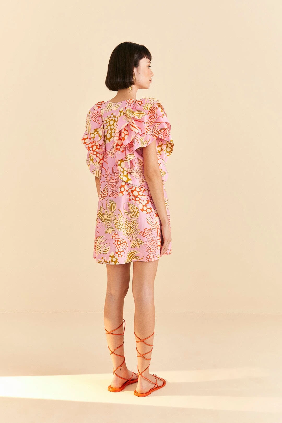 Farm Rio Pink Mixed Lobsters Organic Cotton Mini Dress 6 Farm Rio Pink Mixed Lobsters Organic Cotton Mini Dress - Image 4