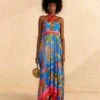 Farm Rio Blue Painted Birds Maxi Dress -Farm Rio Store 309153 01