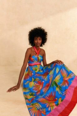 Farm Rio Blue Painted Birds Maxi Dress -Farm Rio Store 309153 03