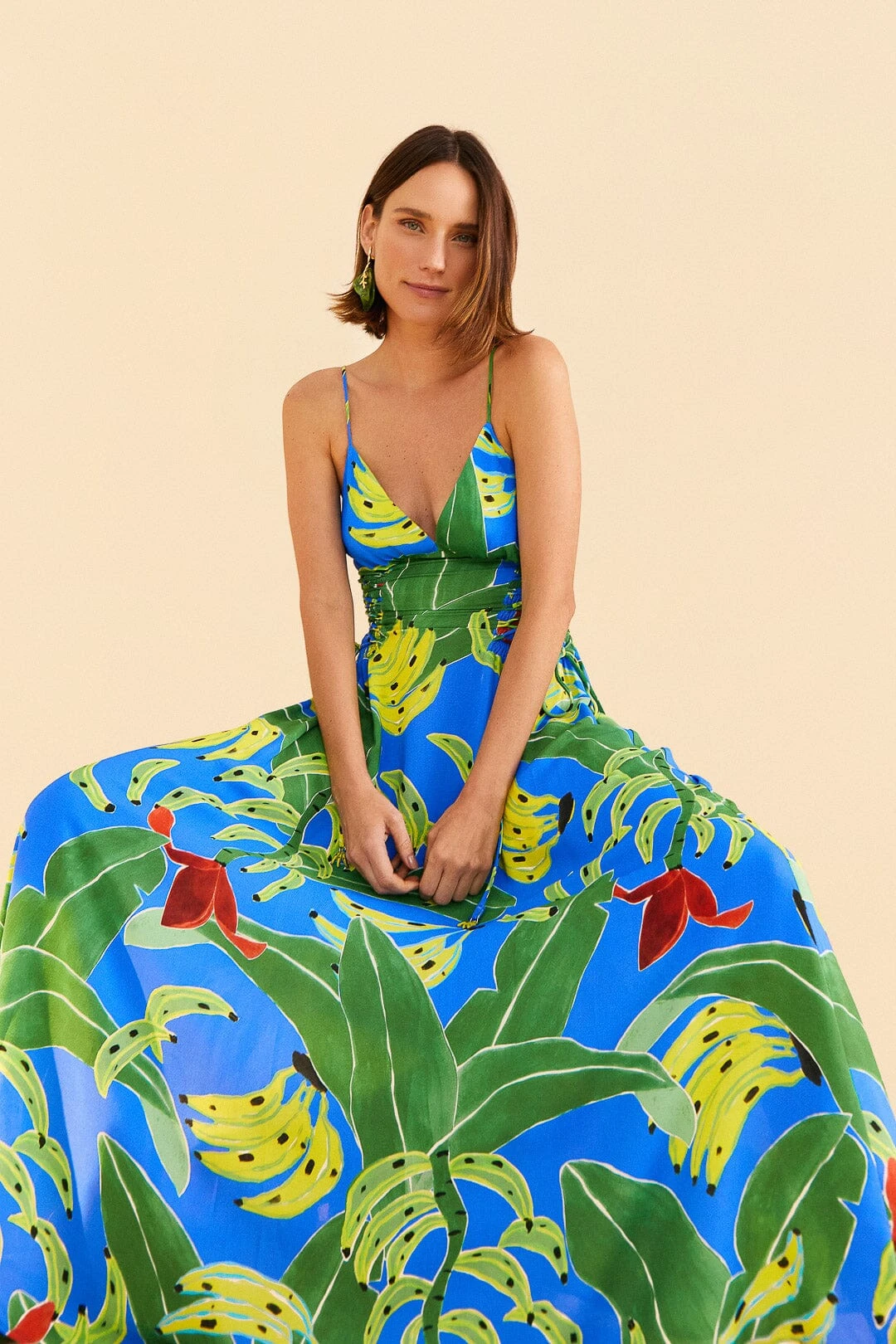 Farm Rio Blue Banana Leaves Sleeveless Maxi Dress 4 Farm Rio Blue Banana Leaves Sleeveless Maxi Dress - Image 2