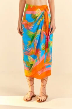 Farm Rio Painted Birds Scarf Midi Skirt -Farm Rio Store 309168 03