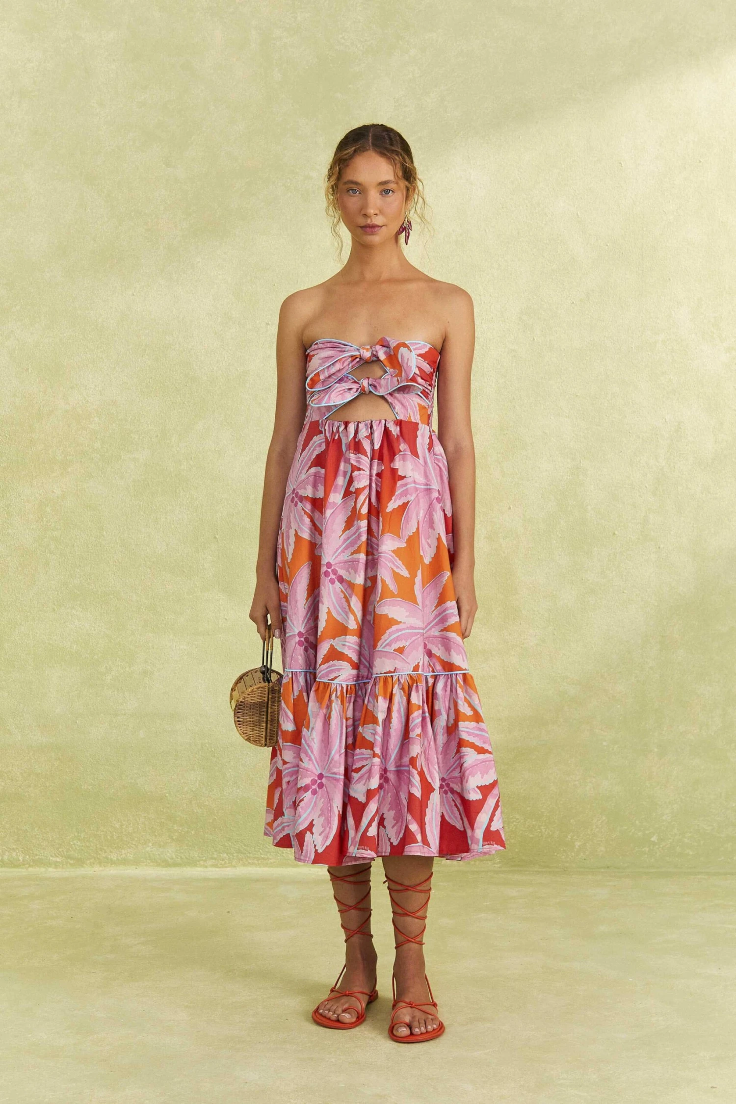 Farm Rio Red Coconut Tree Organic Cotton Midi Dress 3 Farm Rio Red Coconut Tree Organic Cotton Midi Dress