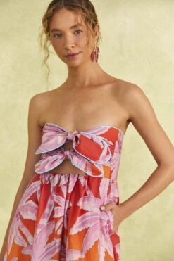 Farm Rio Red Coconut Tree Organic Cotton Midi Dress 9 Farm Rio Red Coconut Tree Organic Cotton Midi Dress -Farm Rio Store 309180 03