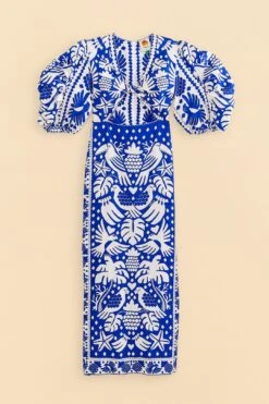 Farm Rio Navy Blue Jungle Scarf Midi Dress -Farm Rio Store 309189 07