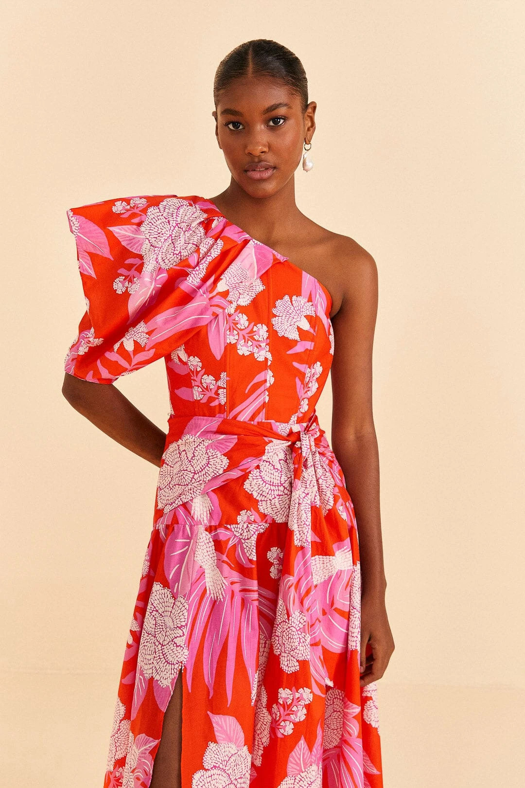Farm Rio Red Dewdrop Floral Midi Dress 4 Farm Rio Red Dewdrop Floral Midi Dress - Image 2