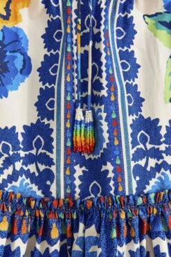 Farm Rio Off-White Flower Tapestry Organic Cotton Mini Dress -Farm Rio Store 309199 05