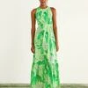 Farm Rio Green Dewdrop Floral Midi Dress