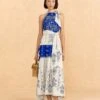 Farm Rio Navy Blue Embroidered Jungle Scarf Maxi Dress -Farm Rio Store 309237 01