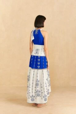 Farm Rio Navy Blue Embroidered Jungle Scarf Maxi Dress -Farm Rio Store 309237 03