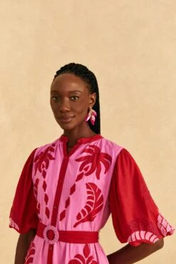 Farm Rio Red Jungle Scarf Cutwork Mini Dress -Farm Rio Store 309239 03