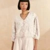 Farm Rio Off-White Guipure Collar Blouse -Farm Rio Store 309240 01
