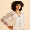 Farm Rio Off-White Butterfly Guipure Blouse