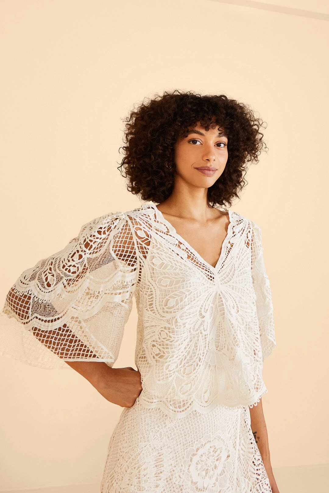 Farm Rio Off-White Butterfly Guipure Blouse 3 Farm Rio Off-White Butterfly Guipure Blouse