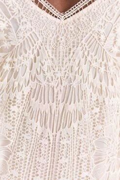 Farm Rio Off-White Guipure Midi Dress -Farm Rio Store 309243 05