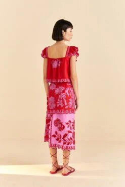 Farm Rio Red Palm Tree Richelieu Blouse -Farm Rio Store 309247 04