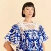 Farm Rio Navy Blue Jungle Scarf Blouse -Farm Rio Store 309249 01