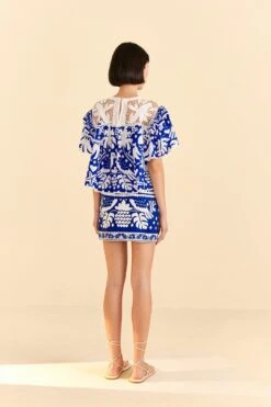 Farm Rio Navy Blue Jungle Scarf Blouse 11 Farm Rio Navy Blue Jungle Scarf Blouse -Farm Rio Store 309249 04