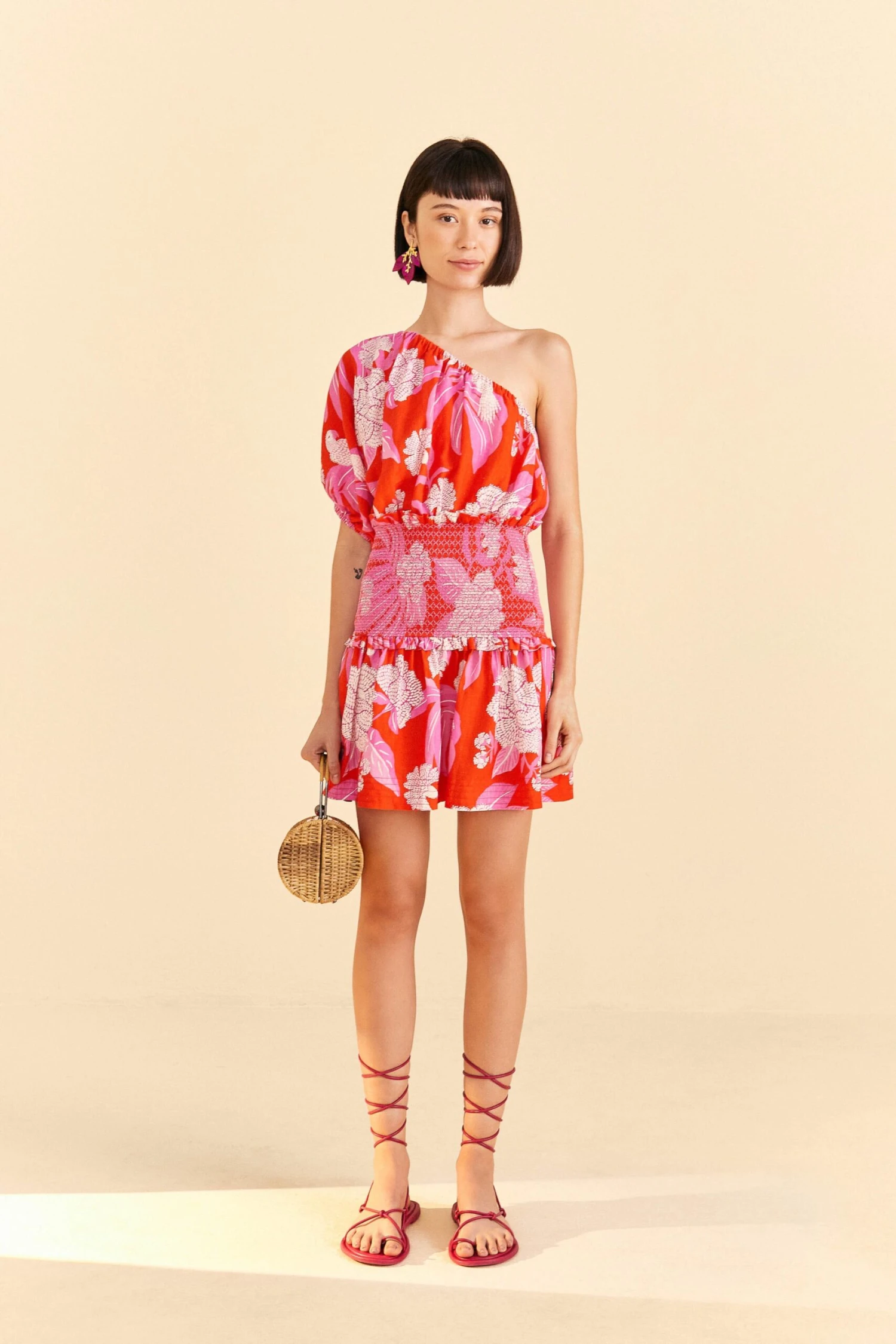 Farm Rio Red Dewdrop Floral Mini Dress 4 Farm Rio Red Dewdrop Floral Mini Dress - Image 2