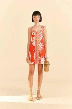Farm Rio Red Lace Monsteras Mini Dress -Farm Rio Store 309261 02