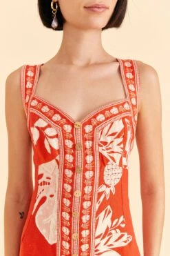 Farm Rio Red Lace Monsteras Mini Dress -Farm Rio Store 309261 03