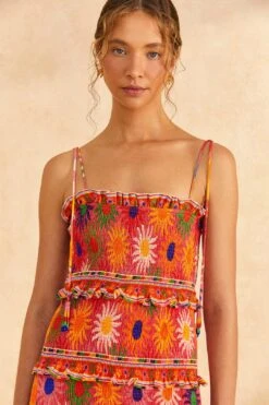 Farm Rio Coral Summer Sun Mini Dress 10 Farm Rio Coral Summer Sun Mini Dress -Farm Rio Store 309264 03