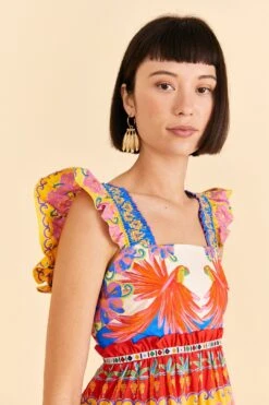 Farm Rio Off-White Vivid Garden Organic Cotton Mini Dress 11 Farm Rio Off-White Vivid Garden Organic Cotton Mini Dress -Farm Rio Store 309267 03