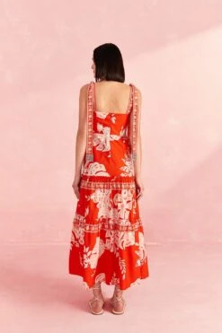 Farm Rio Red Lace Monsteras Midi Dress -Farm Rio Store 309287 04
