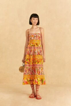 Farm Rio Mixed Fruits Paradise Midi Dress