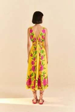 Farm Rio Yellow Romantic Garden Midi Dress -Farm Rio Store 309298 04 780d4384 a32d 48ef a58e a885193785e5