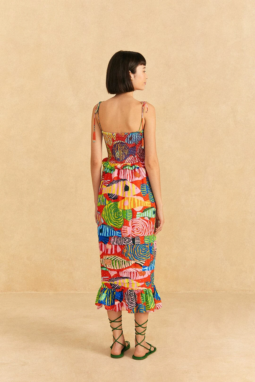 Farm Rio Red Striped Fishes Midi Dress 6 Farm Rio Red Striped Fishes Midi Dress - Image 4