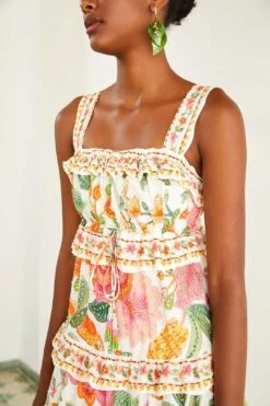 Farm Rio Off-White Macaw Bloom Midi Dress 10 Farm Rio Off-White Macaw Bloom Midi Dress -Farm Rio Store 309302 03