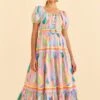 Farm Rio Pink Pastel Leaves Maxi Dress 2 Farm Rio Pink Pastel Leaves Maxi Dress -Farm Rio Store 309308 01