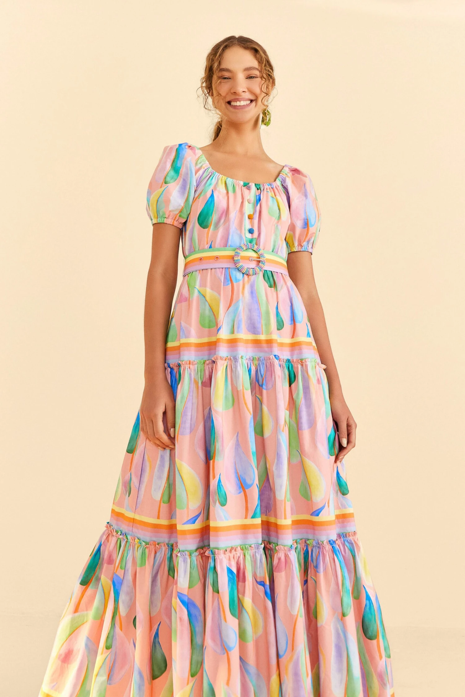 Farm Rio Pink Pastel Leaves Maxi Dress 3 Farm Rio Pink Pastel Leaves Maxi Dress