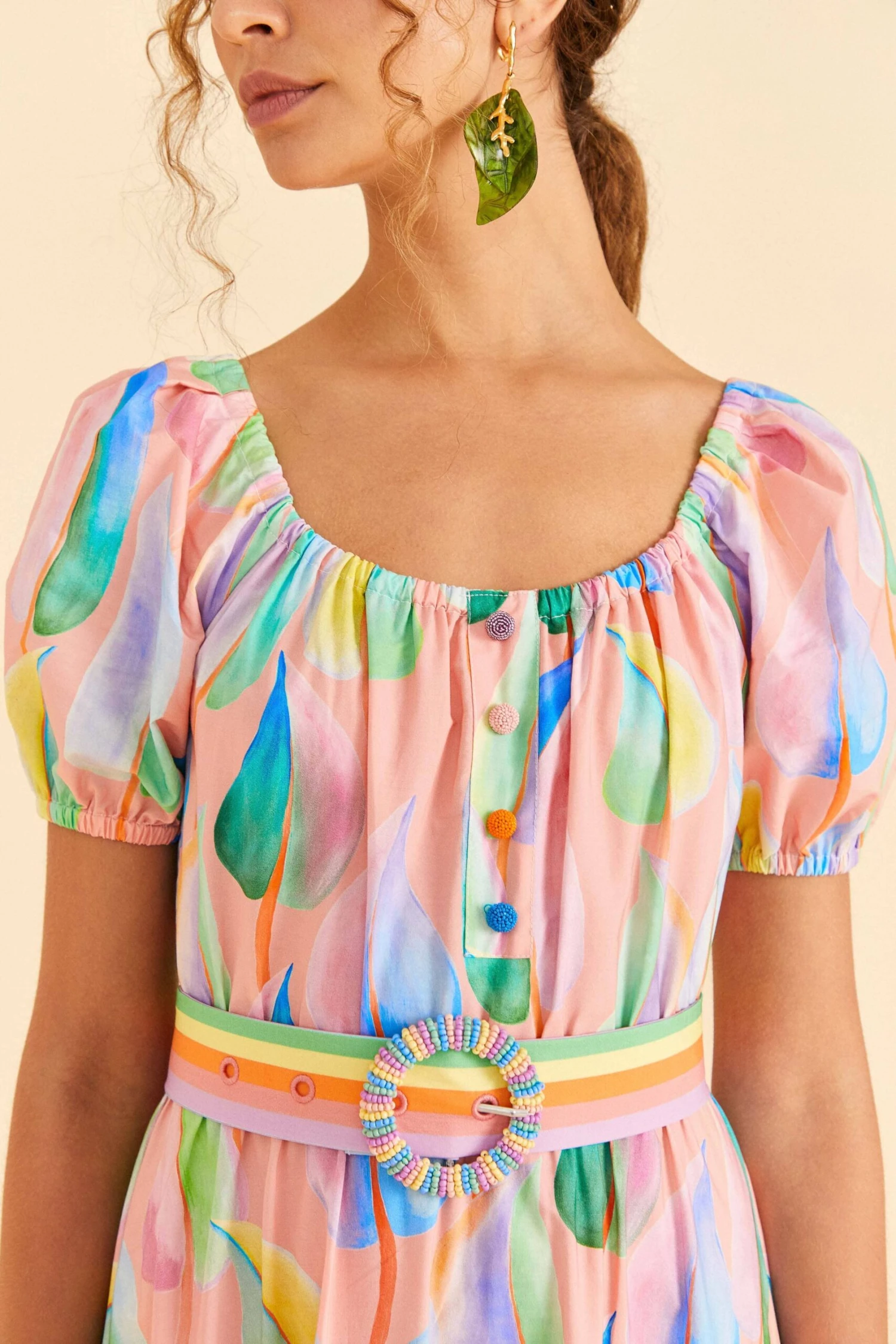 Farm Rio Pink Pastel Leaves Maxi Dress 5 Farm Rio Pink Pastel Leaves Maxi Dress - Image 3