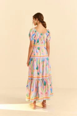 Farm Rio Pink Pastel Leaves Maxi Dress 10 Farm Rio Pink Pastel Leaves Maxi Dress -Farm Rio Store 309308 04