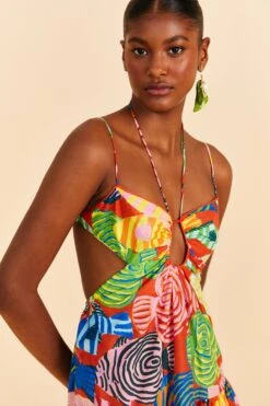 Farm Rio Red Striped Fishes Mini Dress -Farm Rio Store 309320 02