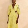 Farm Rio Light Yellow Richelieu Midi Dress 2 Farm Rio Light Yellow Richelieu Midi Dress -Farm Rio Store 309337 02