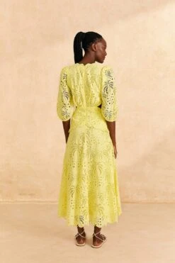 Farm Rio Light Yellow Richelieu Midi Dress 11 Farm Rio Light Yellow Richelieu Midi Dress -Farm Rio Store 309337 04