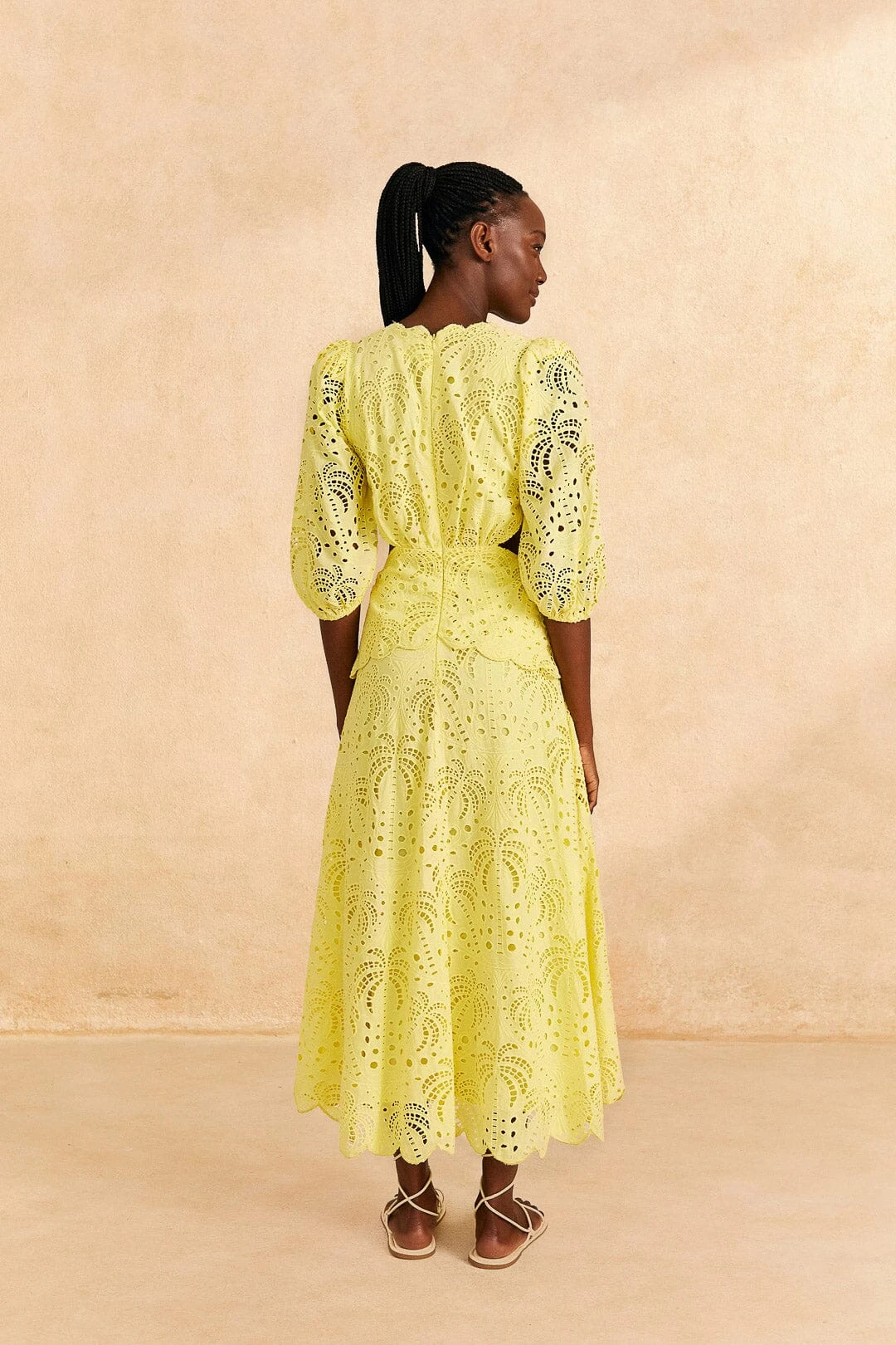Farm Rio Light Yellow Richelieu Midi Dress 6 Farm Rio Light Yellow Richelieu Midi Dress - Image 4