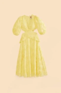 Farm Rio Light Yellow Richelieu Midi Dress 13 Farm Rio Light Yellow Richelieu Midi Dress -Farm Rio Store 309337 06