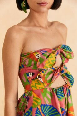 Farm Rio Coral Graphic Macaws Organic Cotton Mini Dress -Farm Rio Store 309347 03