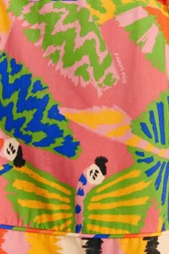 Farm Rio Coral Graphic Macaws Organic Cotton Mini Dress -Farm Rio Store 309347 05