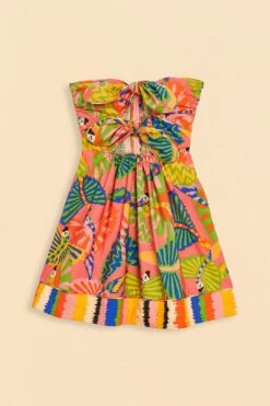Farm Rio Coral Graphic Macaws Organic Cotton Mini Dress -Farm Rio Store 309347 06