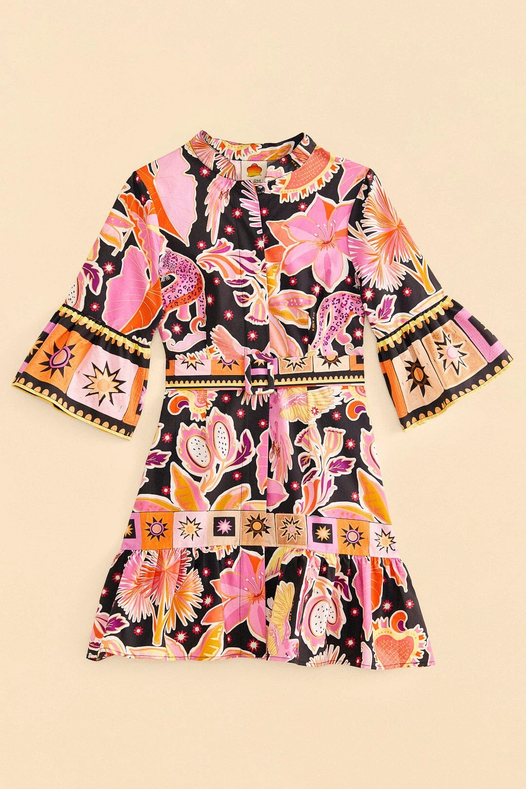 Farm Rio Black Enchanted Nature Mini Dress 8 Farm Rio Black Enchanted Nature Mini Dress - Image 6