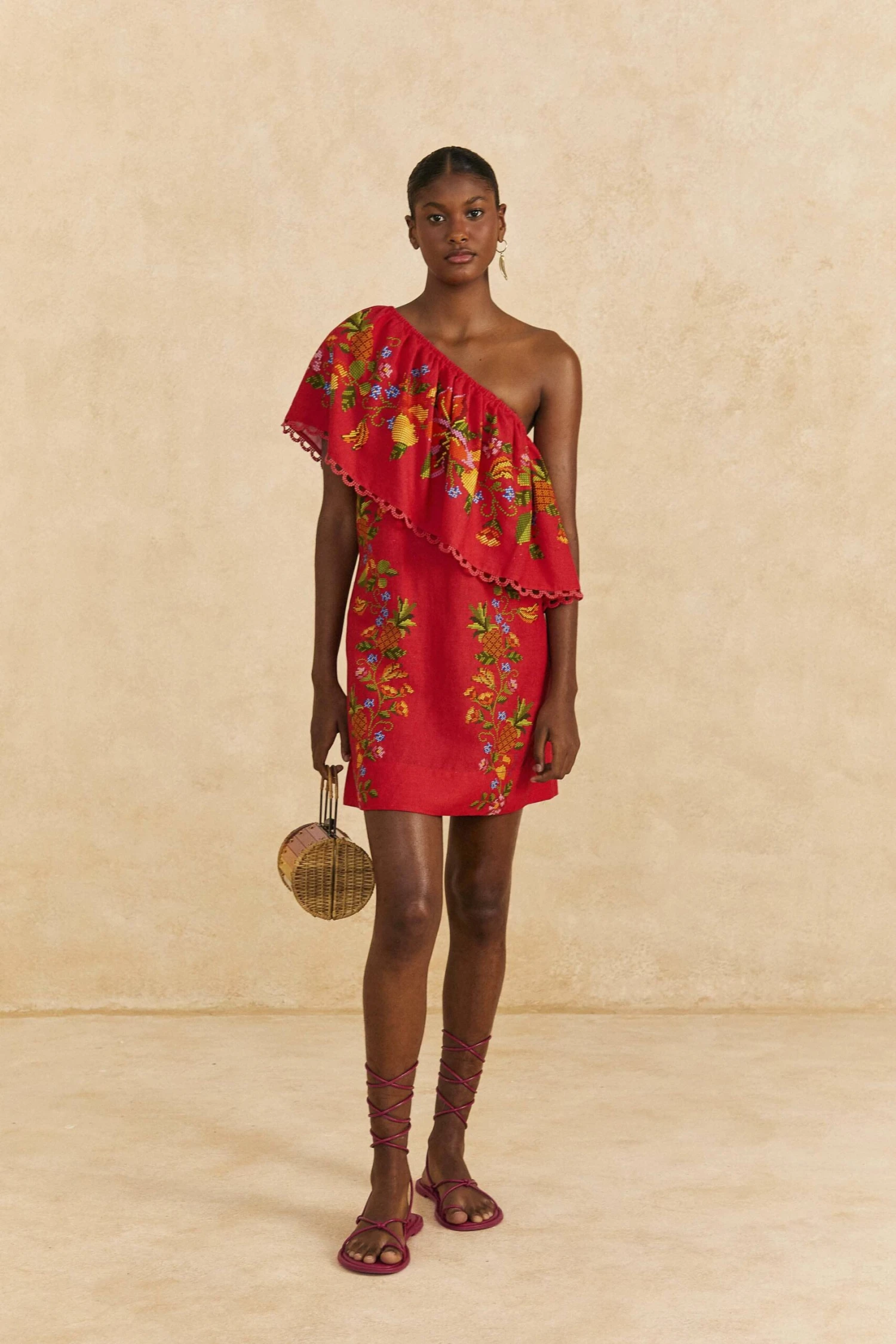 Farm Rio Red Tropical Romance Mini Dress 4 Farm Rio Red Tropical Romance Mini Dress - Image 2