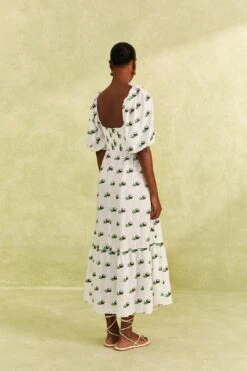 Farm Rio Cross Stitch Coconut Embroidered Midi Dress -Farm Rio Store 309371 04
