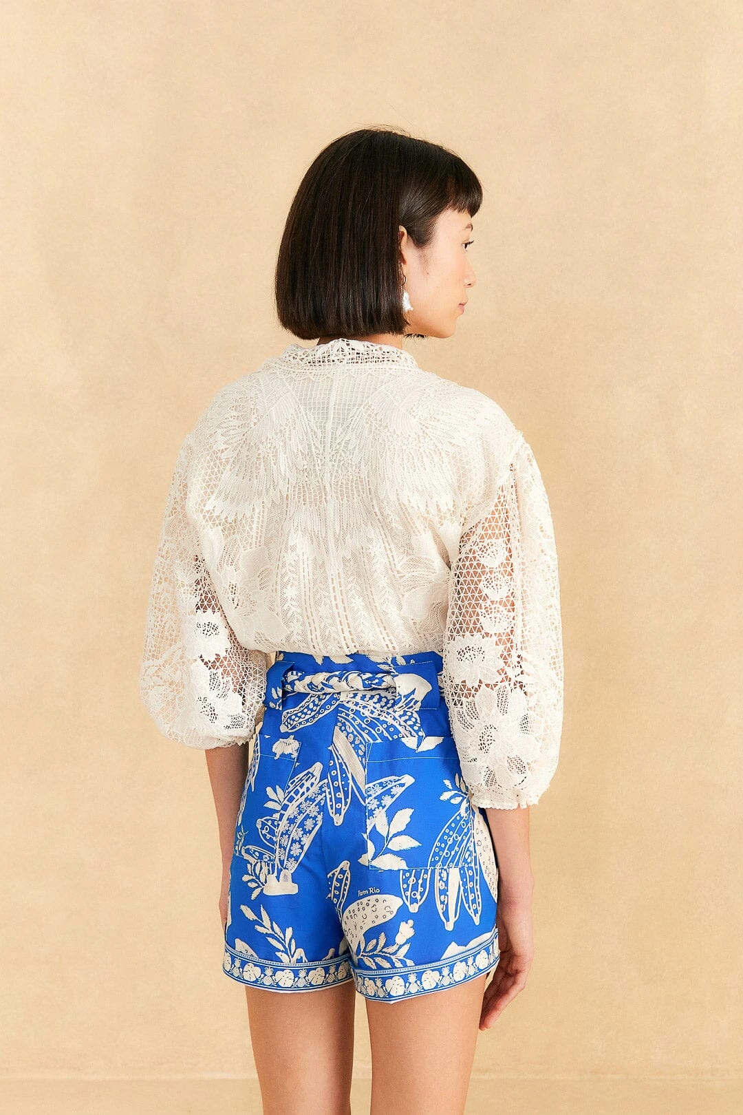 Farm Rio Blue Lace Banana Shorts 6 Farm Rio Blue Lace Banana Shorts - Image 4